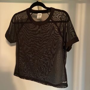 VS Pink Black Mesh Crop